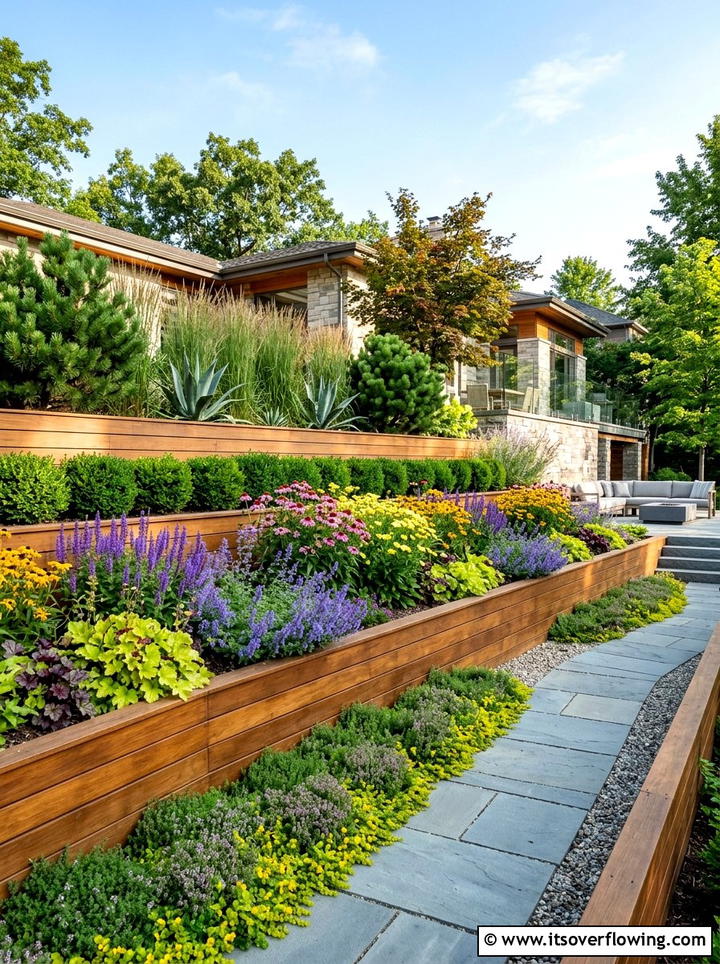 Modern tiered garden beds - 25 garden design ideas with layering