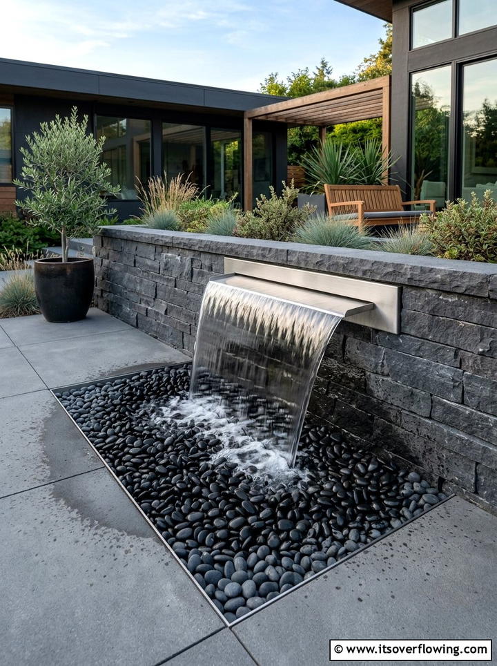 Modern water blade - 25 garden ideas with water features