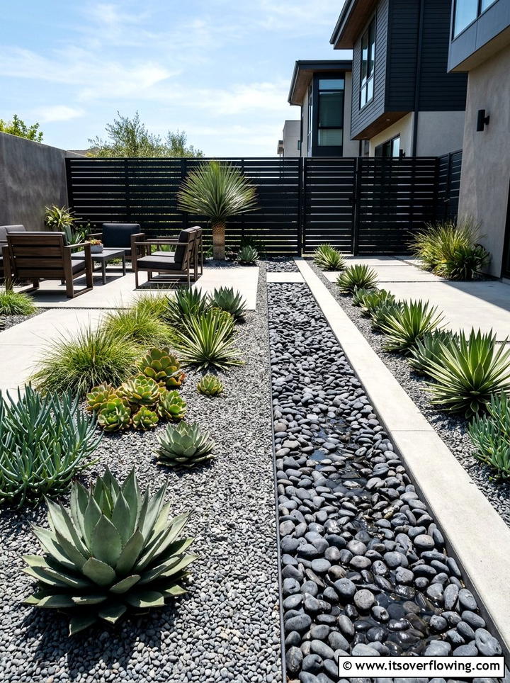 Modern xeriscape creek - 25 garden design ideas with dry creek beds