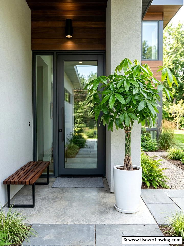 Money tree entryway - 25 front porch ideas with cat safe plants