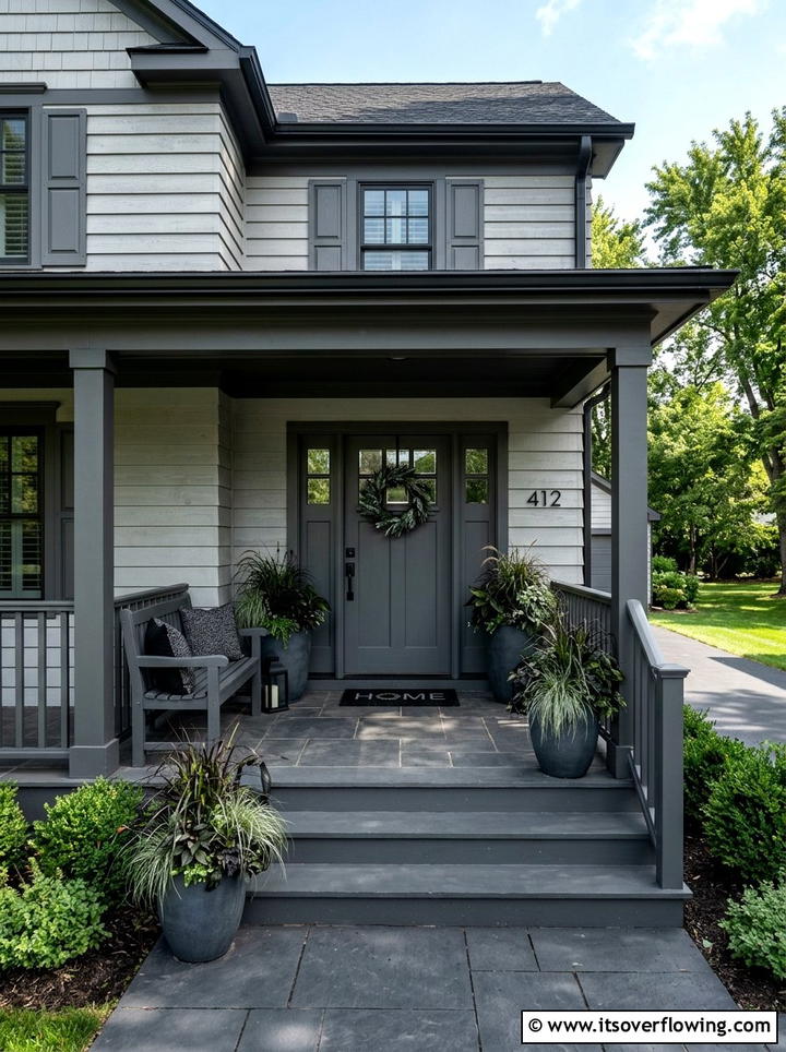 Monochromatic Color Scheme - 25 front porch decor ideas with modern minimal look