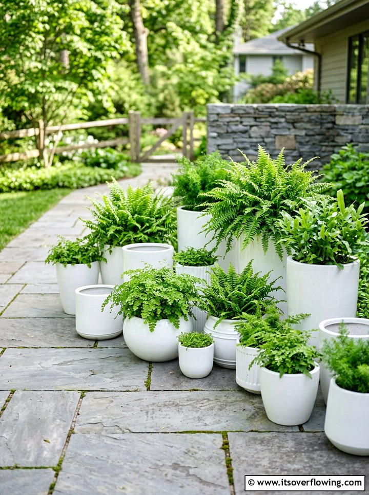 Monochromatic Pot Garden - 25 garden design ideas with container clusters