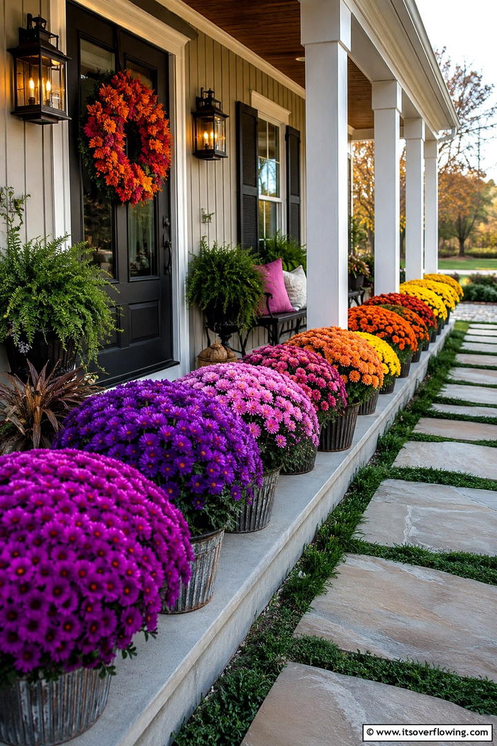 Monochromatic White Pumpkin Elegance Porch - 50 Fall Porch Decor Ideas for Welcoming Outdoor Spaces