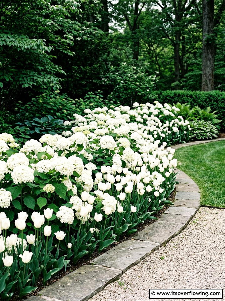 Monochromatic flower bed - 25 garden ideas for minimalist style