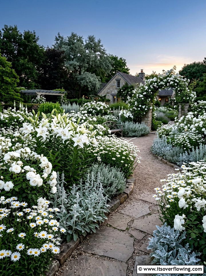 Monochromatic flower garden - 25 small garden ideas with flowers