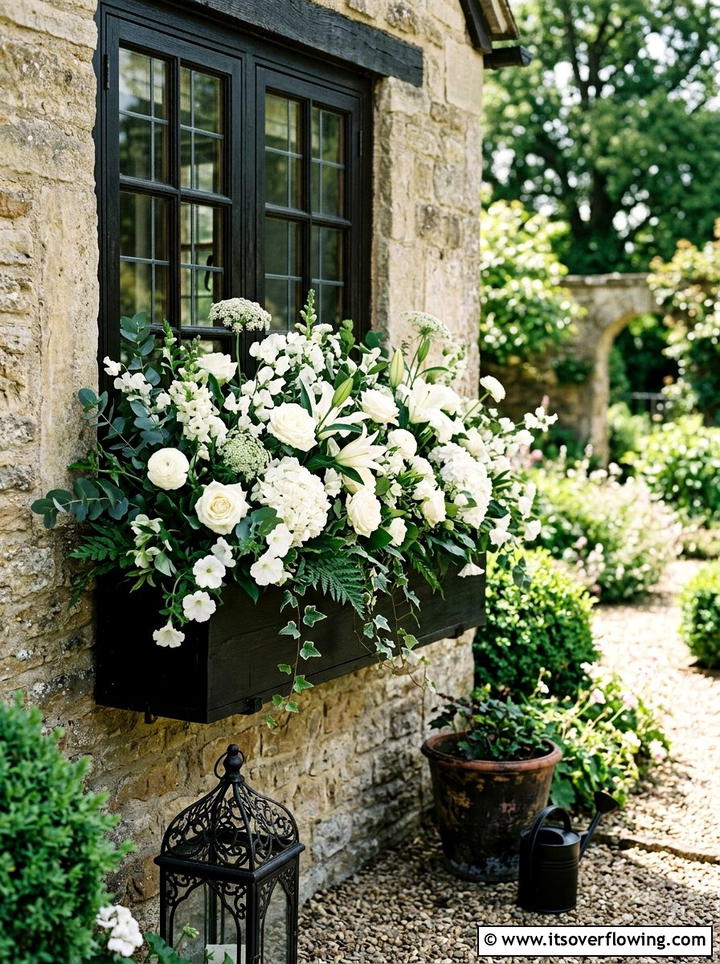 Monochrome Floral Arrangement - 25 front porch ideas with black and white theme