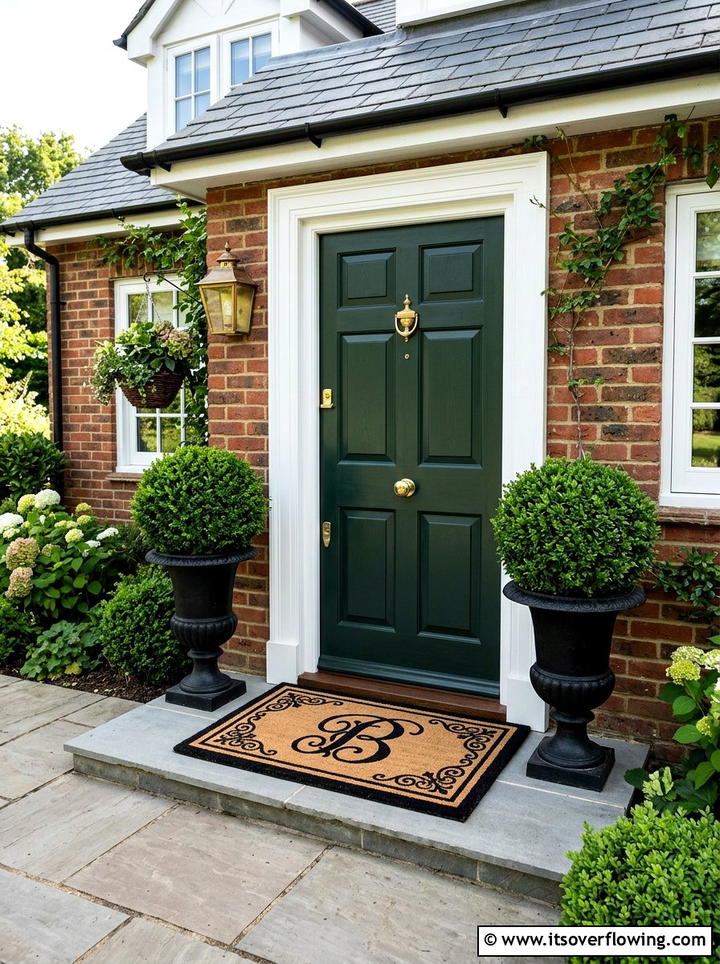 Monogram doormat styling - 25 front porch ideas with personalized mat