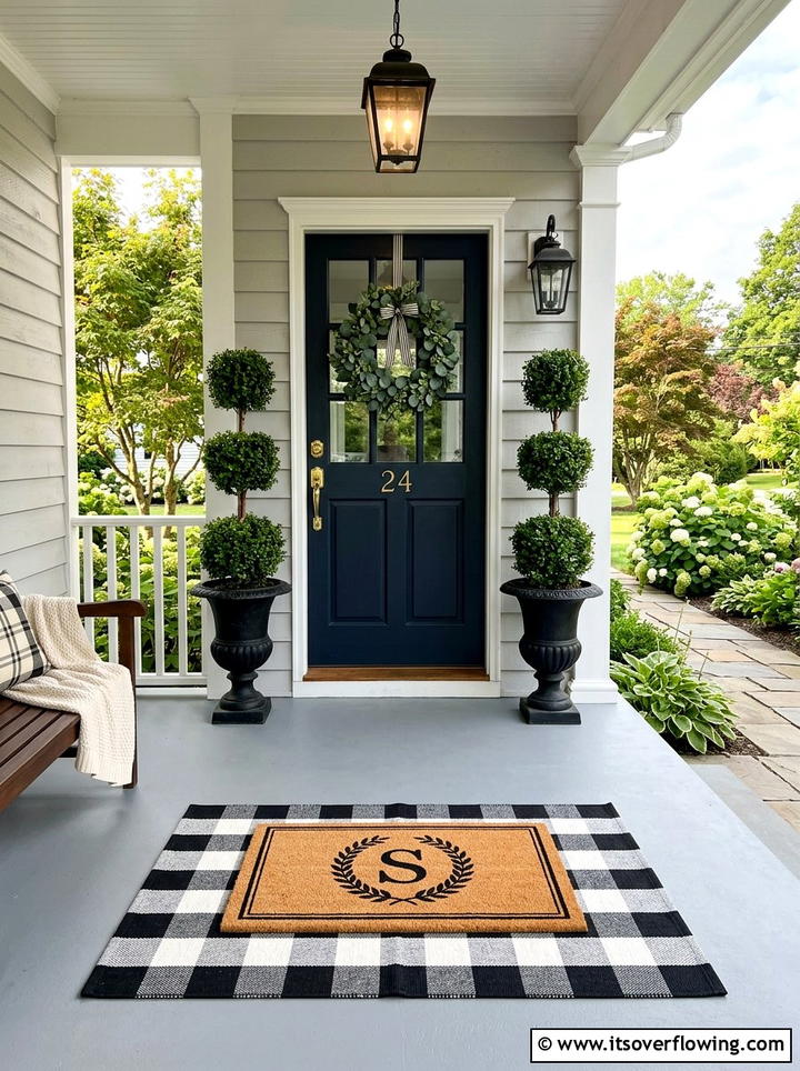 Monogrammed natural coir doormat - 25 front porch ideas with monogram decor