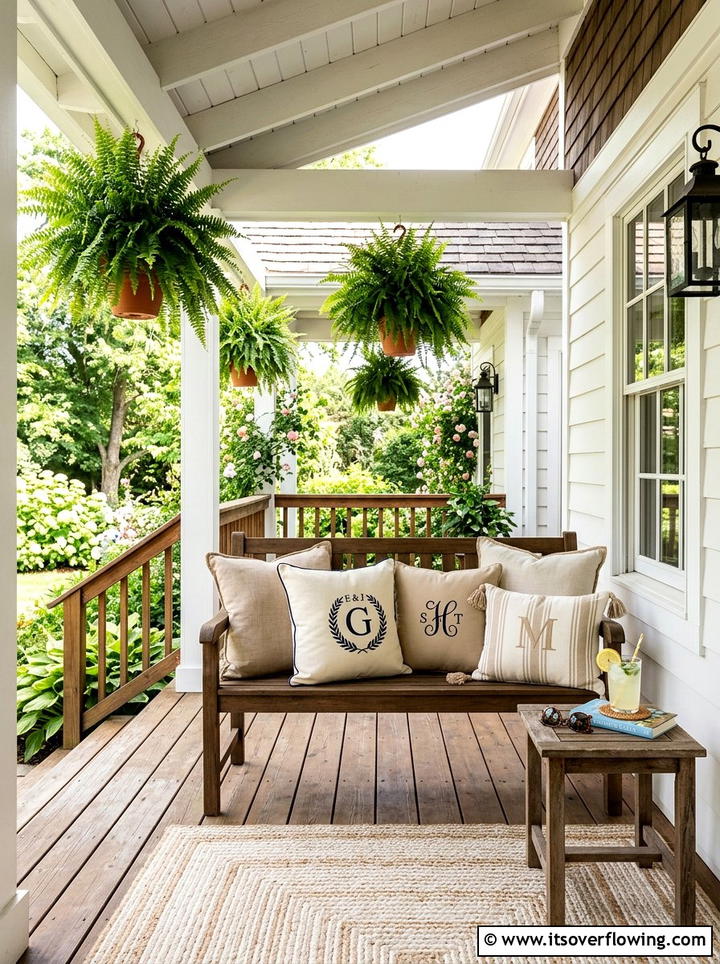 Monogrammed outdoor accent pillows - 25 front porch ideas with monogram decor