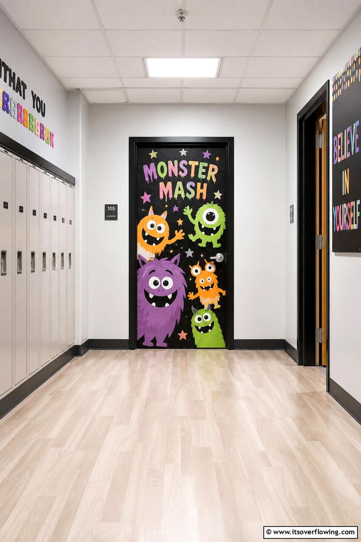 Monster Mash Door - 50 Fall Door Decor Classroom Ideas for Cozy Entryways