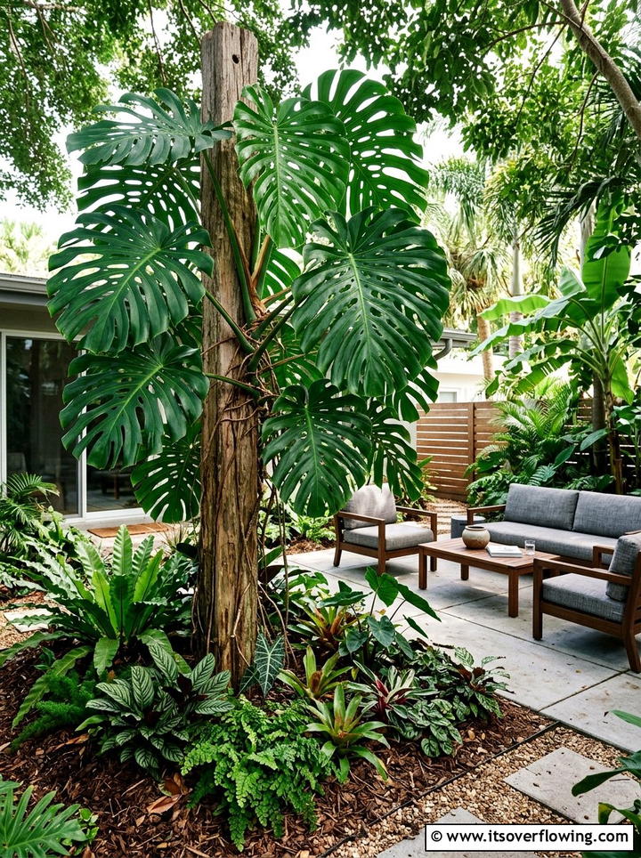 Monstera Leaf Backyard - 25 backyard ideas with tropical plants