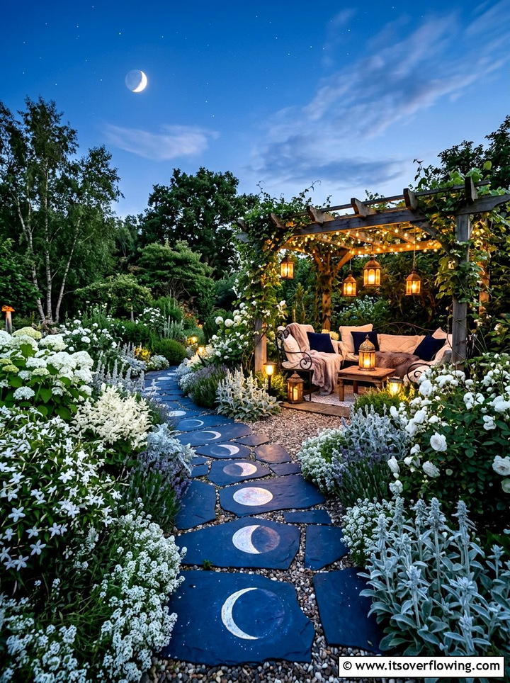 Moon garden stepping stones - 25 creative garden ideas with painted stepping stones