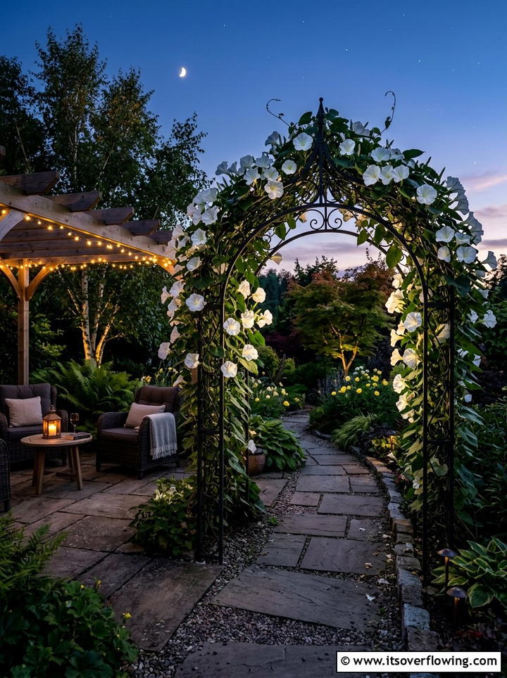 Moonflower Night Garden Arch - 25 creative garden ideas with archway flowers