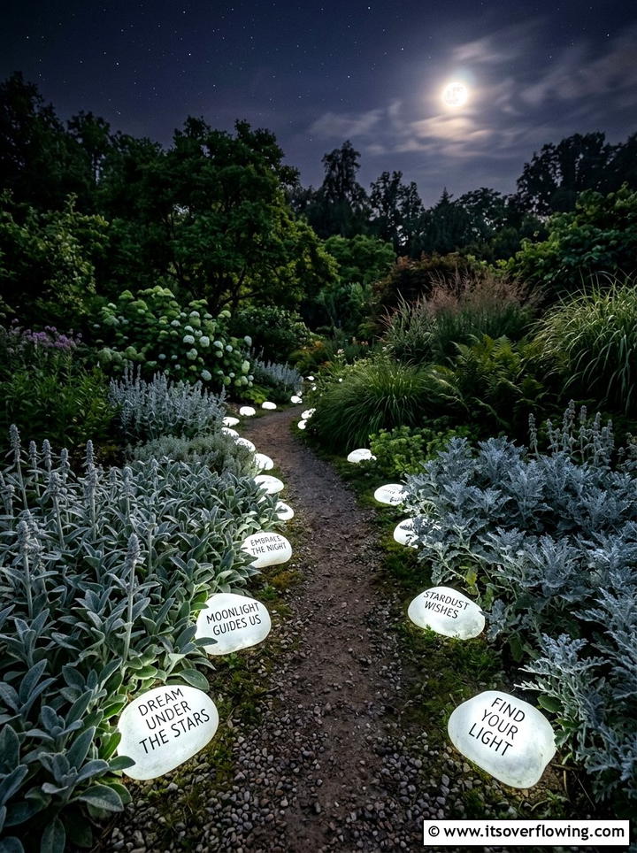 Moonlight Garden Glow Stones - 25 creative garden ideas with quote stones