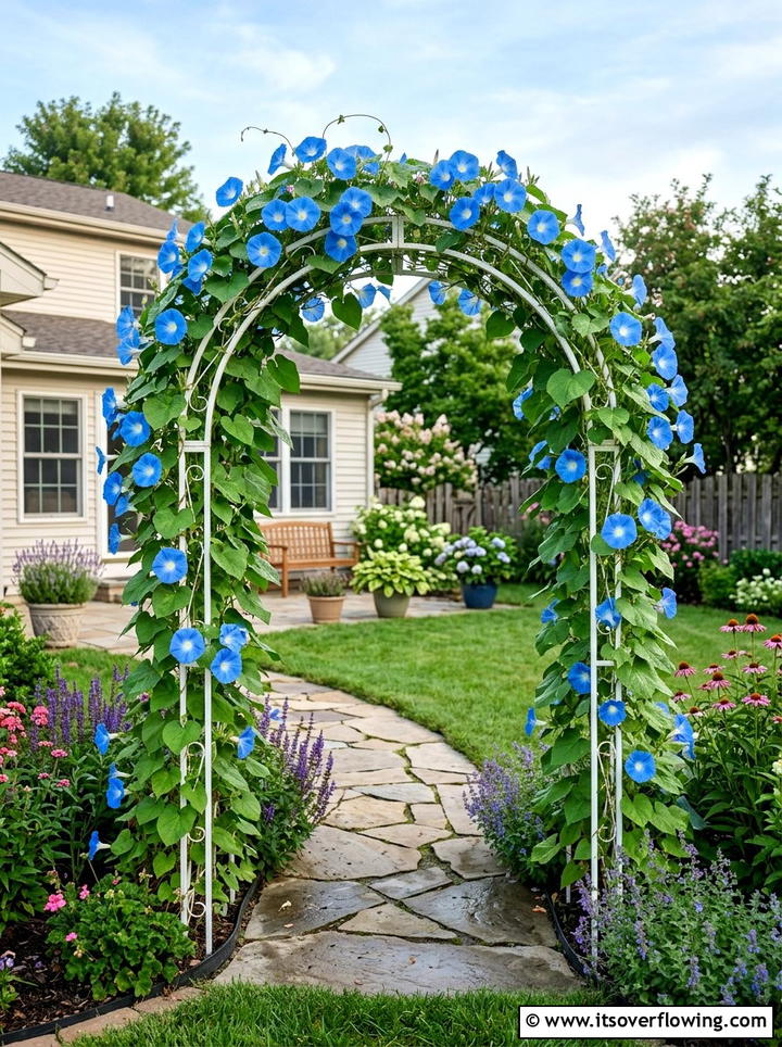 Morning Glory Arch - 25 creative garden ideas with trellis tunnel