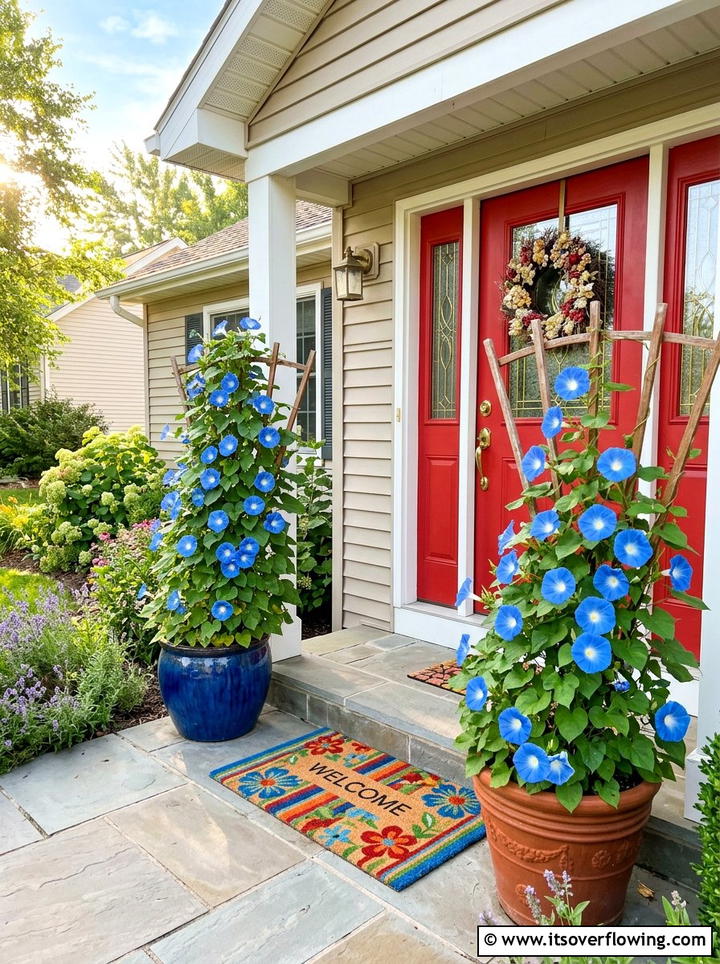 Morning Glory Container Trellis - 25 front porch ideas with trellis vines