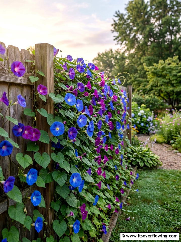 Morning Glory Fence - 25 garden ideas for hummingbirds