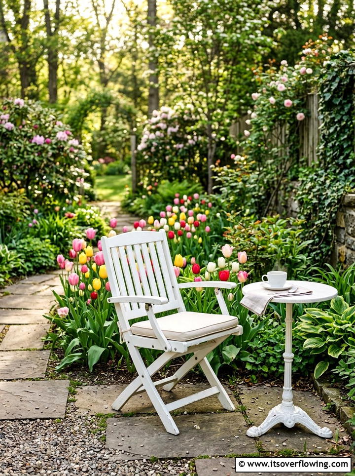 Morning coffee corner garden - 25 small garden ideas with foldable seating