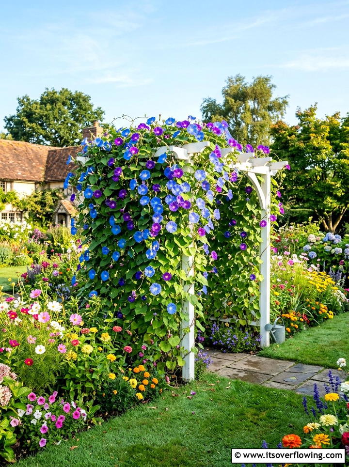 Morning glory summer screen - 25 creative garden ideas with pergola vines