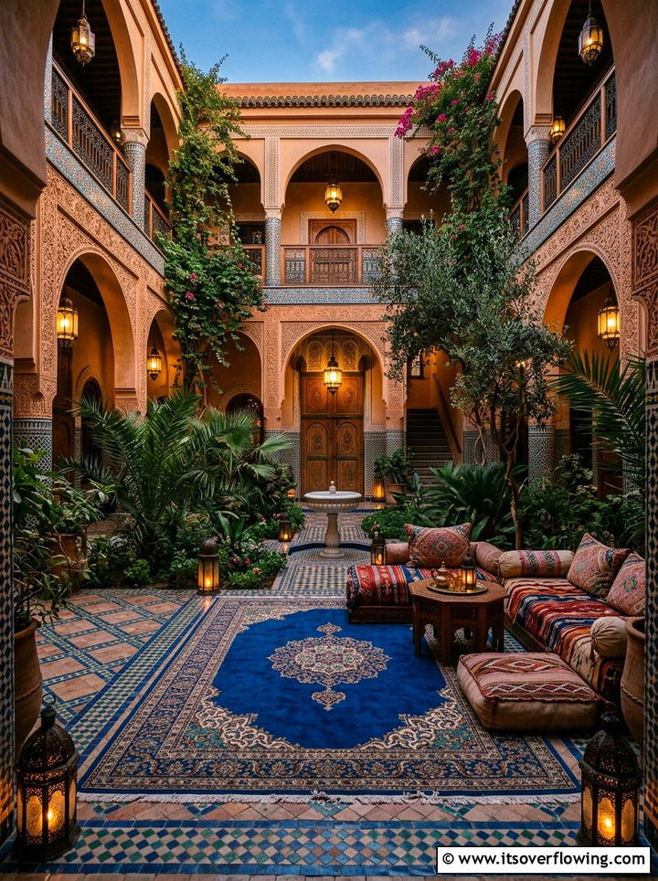 Moroccan Courtyard Garden - 25 backyard decorating ideas with outdoor rugs