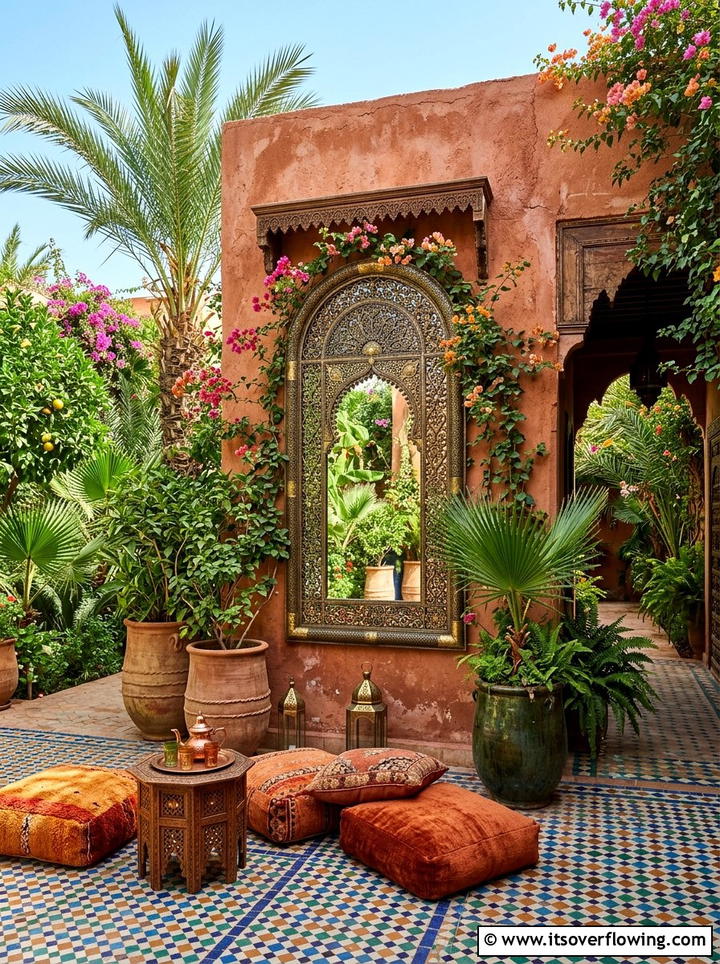 Moroccan Garden Mirror - 25 backyard decorating ideas with mirror accents