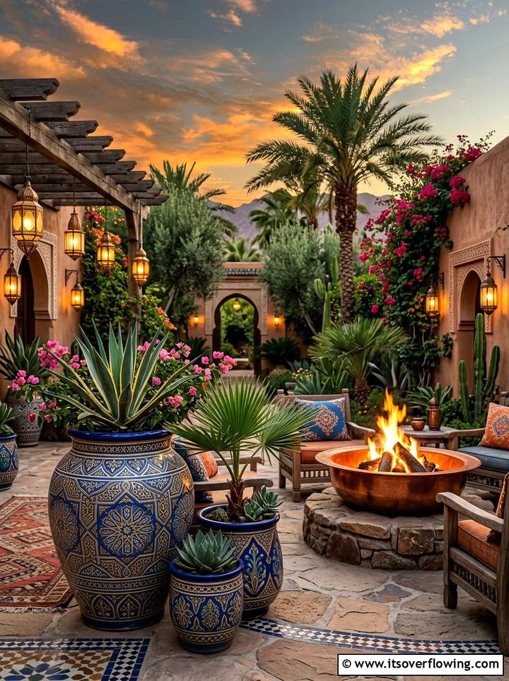 Moroccan Pattern Garden Pots - 25 garden ideas with painted pots
