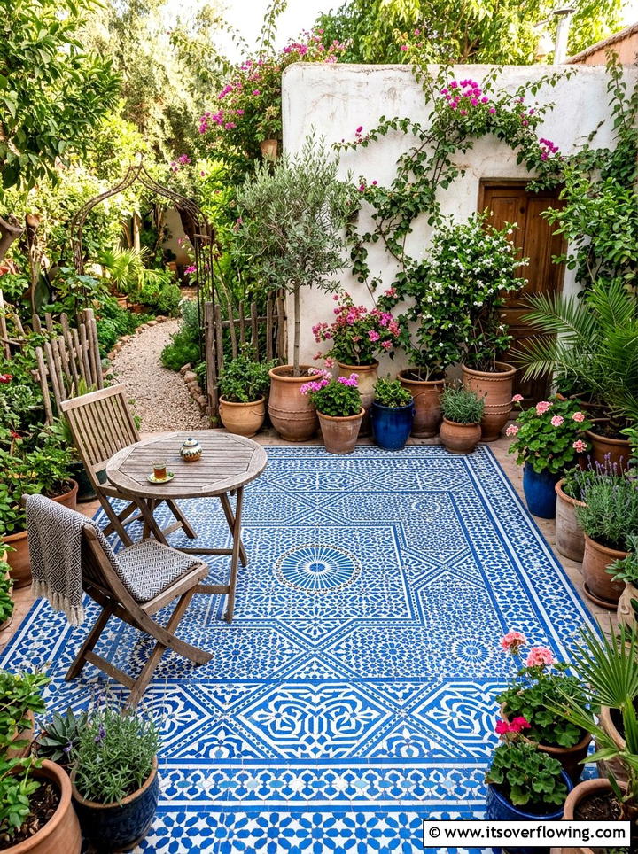 Moroccan Tile Patio - 25 small garden ideas with boho style