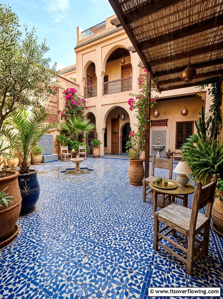 Moroccan Tile Patio - 25 creative garden ideas with boho textures