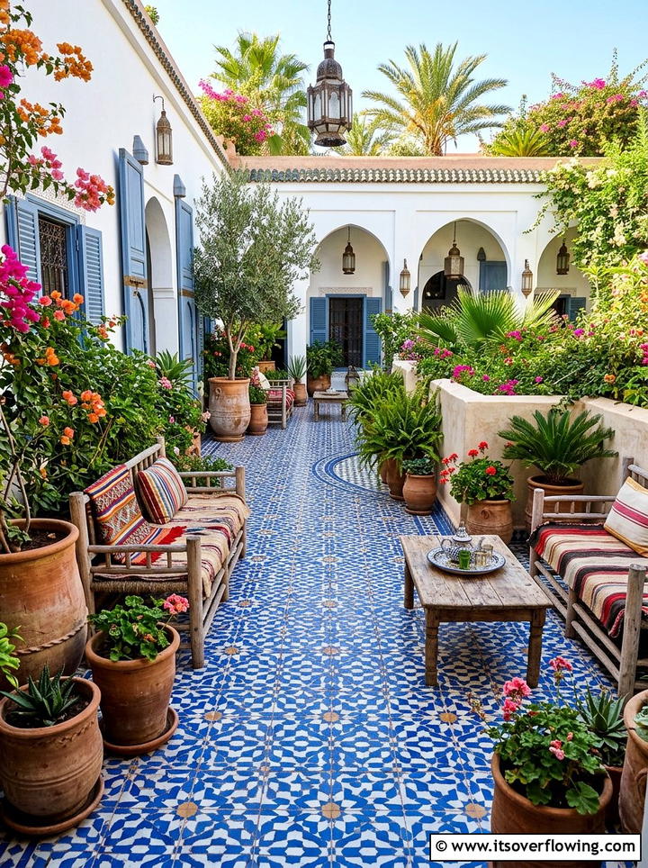 Moroccan Tile Patio - 25 backyard ideas with boho style