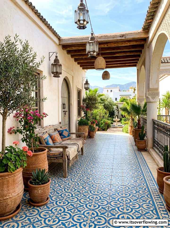 Moroccan Tile Pattern - 25 front porch ideas with stenciled floor