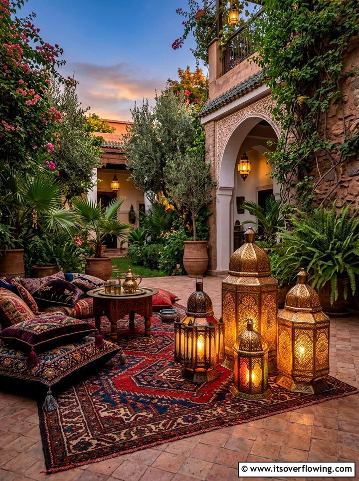 Moroccan floor lanterns - 25 garden decor ideas for patios