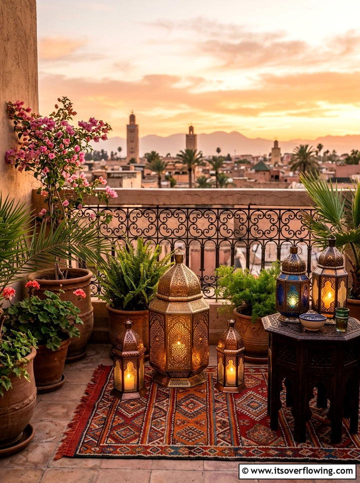 Moroccan lantern decor - 25 garden decor ideas for balconies