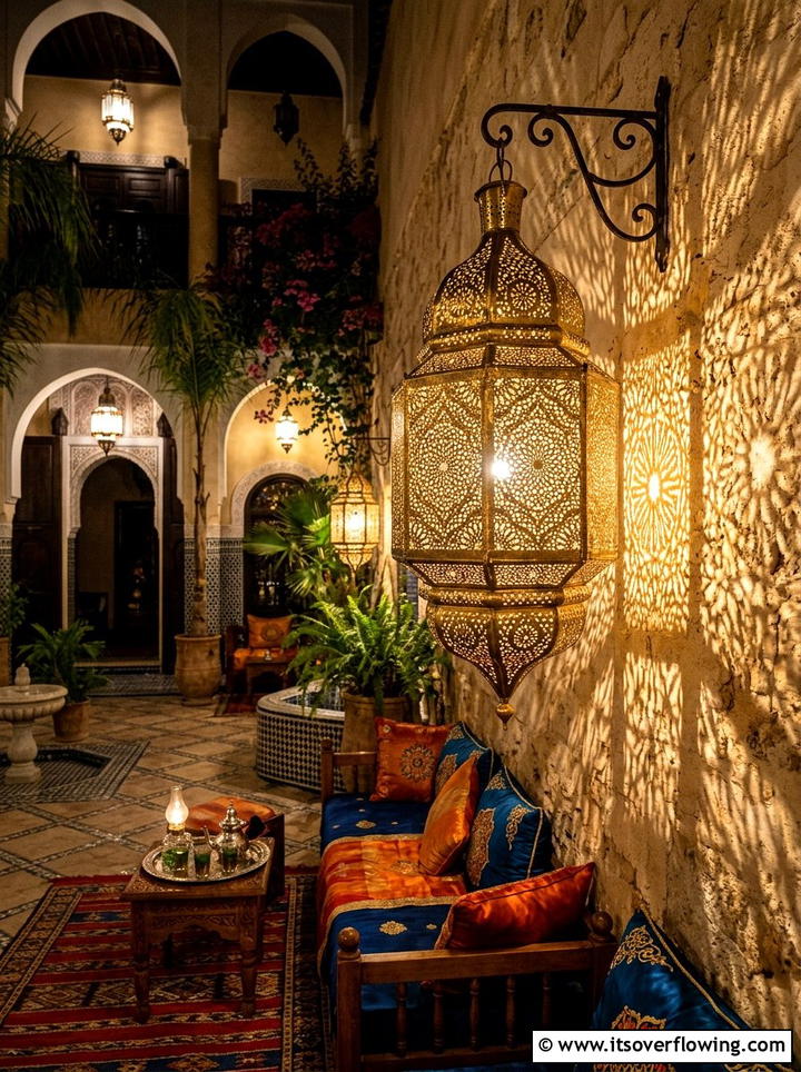 Moroccan metal lantern - 25 garden decor ideas with lights