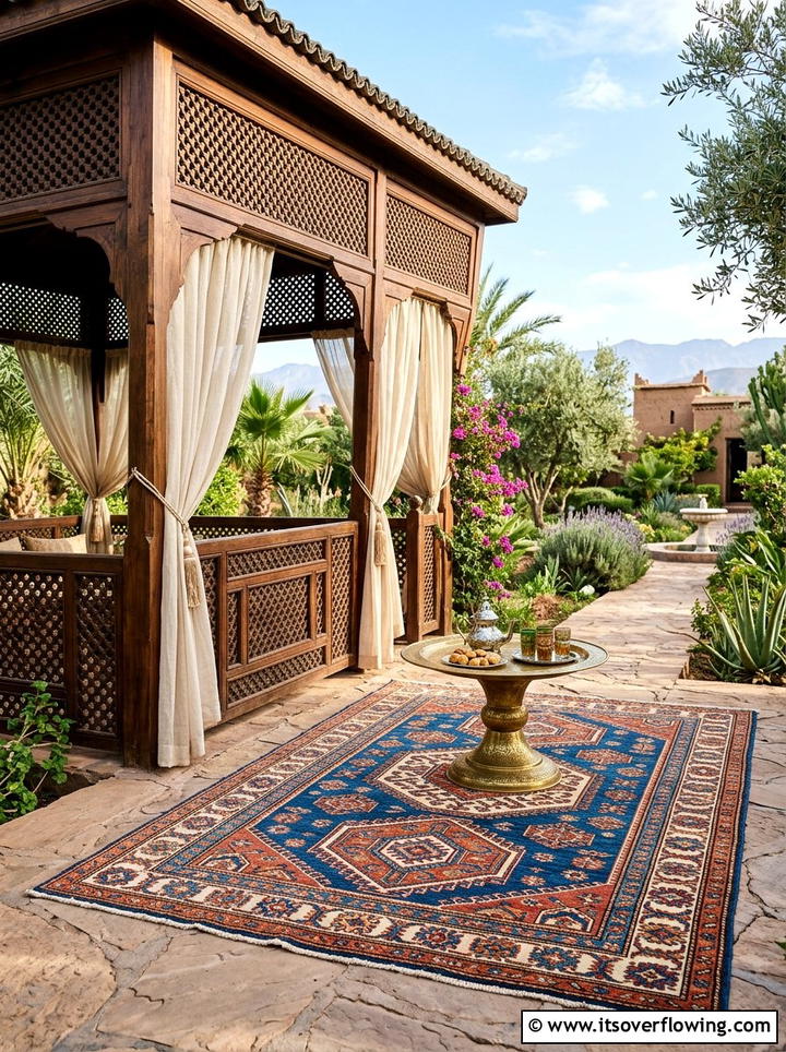 Moroccan outdoor rug for gazebo - 25 garden decor ideas with outdoor rugs