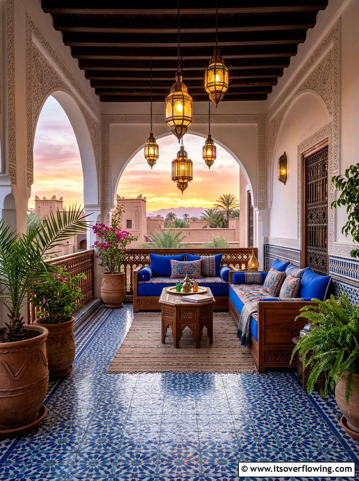 Moroccan pattern tile porch - 25 front porch ideas with tile floor