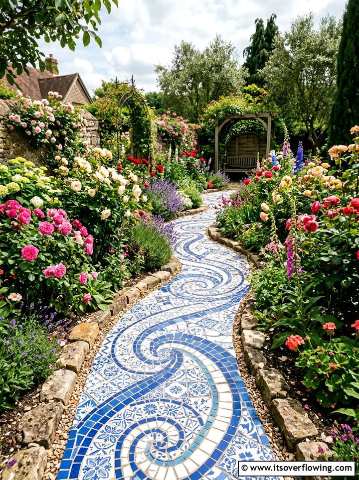 Mosaic Garden Path - 25 garden decor ideas with boho accents