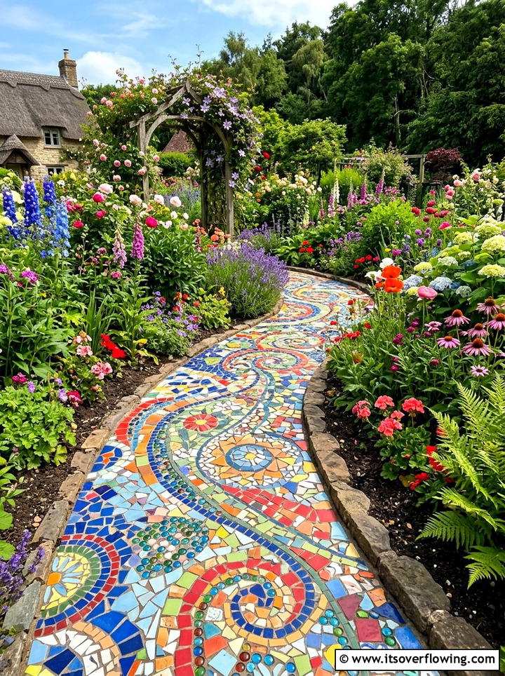 Mosaic Garden Path - 25 garden ideas for maximalist style