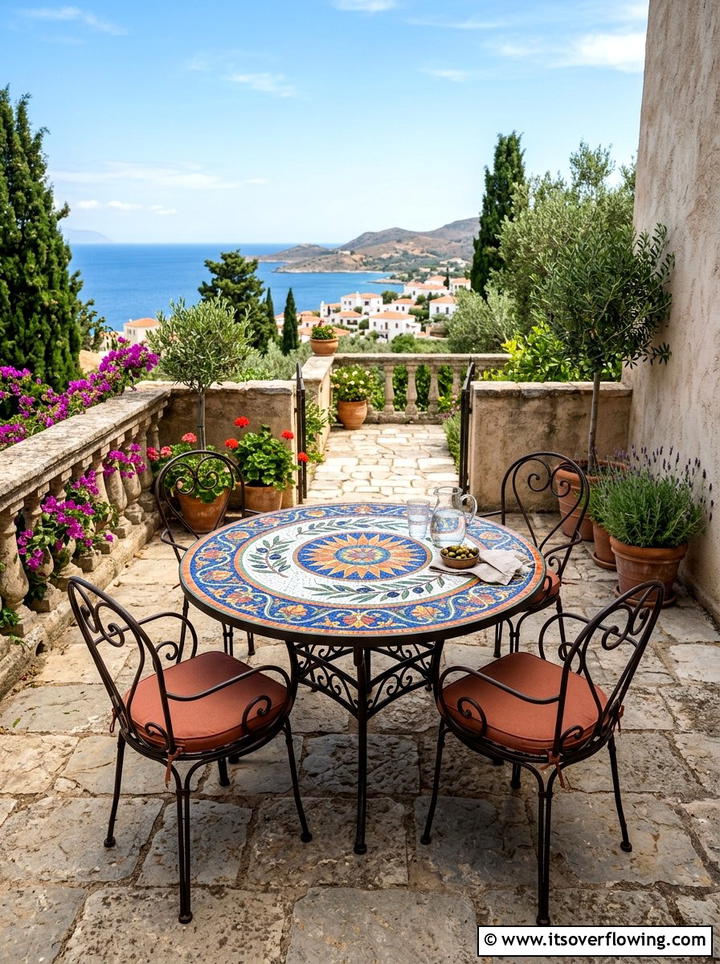 Mosaic Patio Table - 25 upcycled garden ideas with old tables
