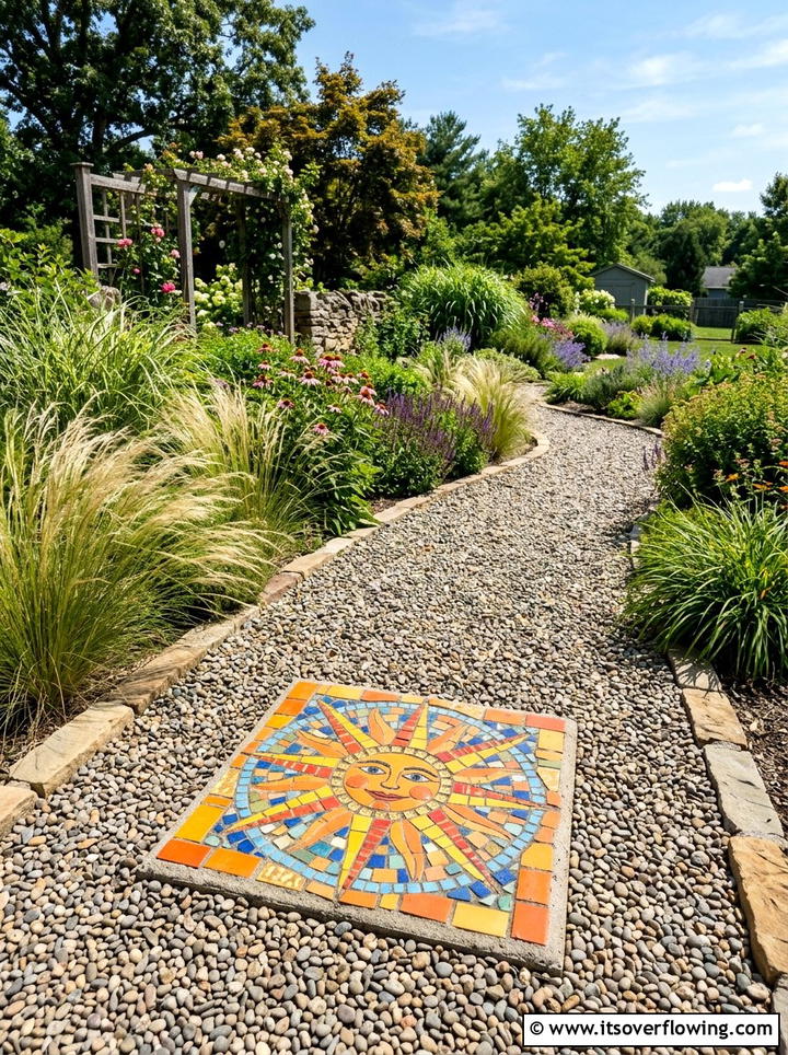 Mosaic Paver - 25 recycled garden ideas with mosaic pieces