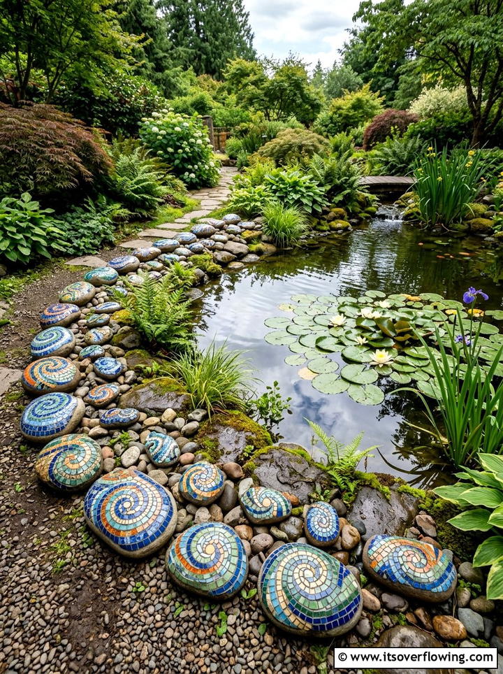 Mosaic Rock Art - 25 recycled garden ideas with mosaic pieces