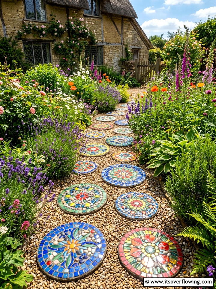 Mosaic Stepping Stones - 25 backyard ideas with stepping stones