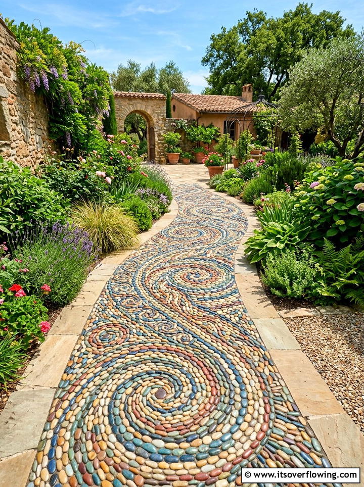 Mosaic Stone Path - 25 garden ideas with pathways