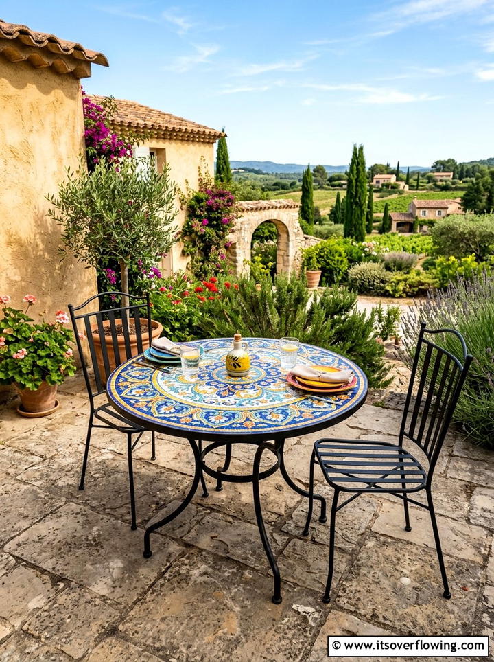 Mosaic Table - 25 backyard ideas with mediterranean style
