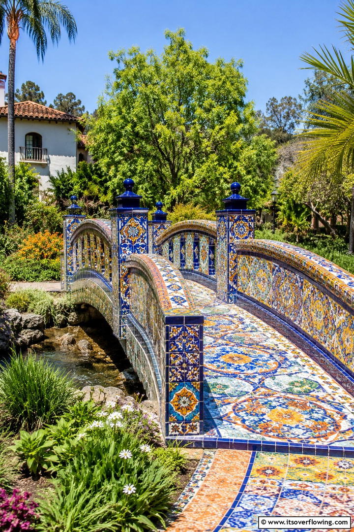 Mosaic Tile Bridge - 20 Garden Bridge Ideas for a Serene Backyard