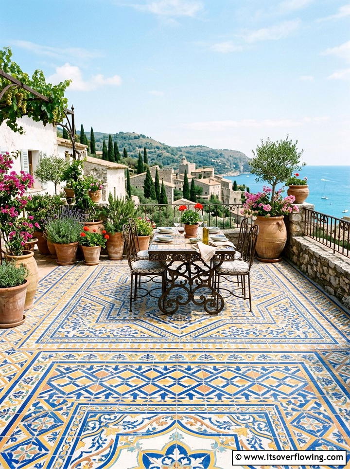 Mosaic Tile Patio - 25 garden ideas for mediterranean style