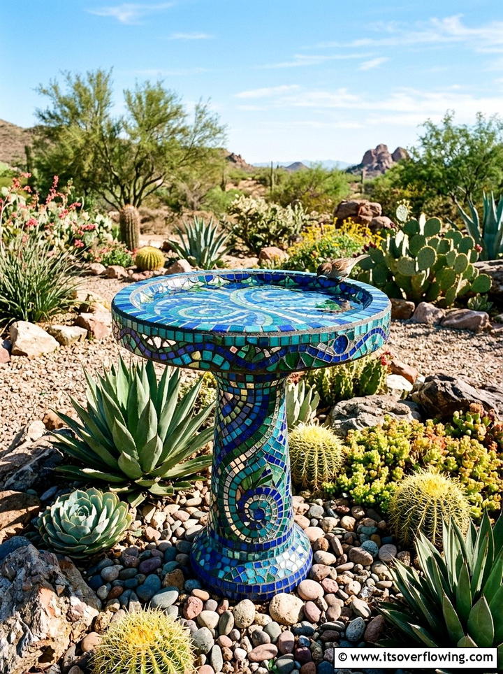 Mosaic bird bath diy - 25 garden decor ideas with bird baths