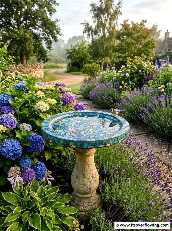 Mosaic birdbath - 25 garden decor ideas with mosaic art