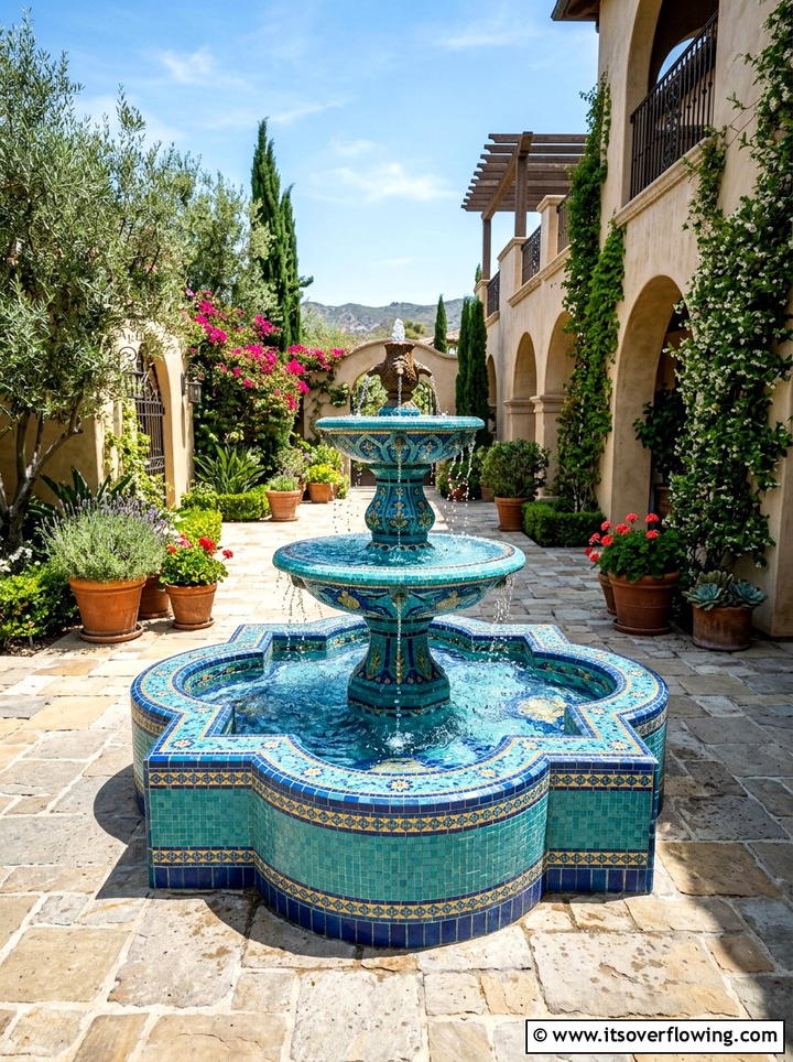 Mosaic garden fountain - 25 garden decor ideas with mosaic art