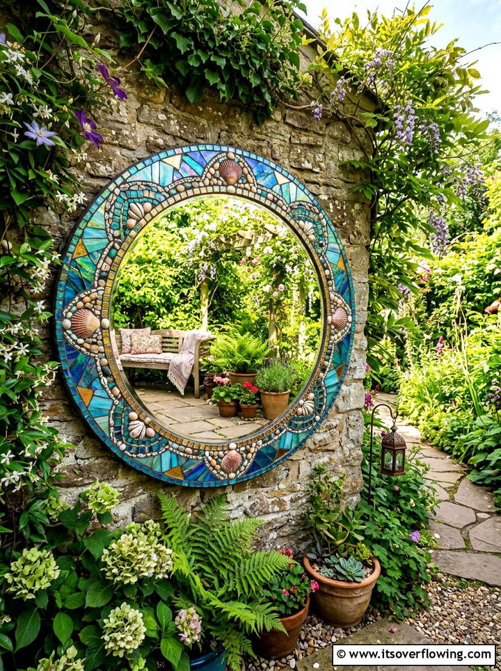Mosaic mirror frame - 25 garden decor ideas with mosaic art