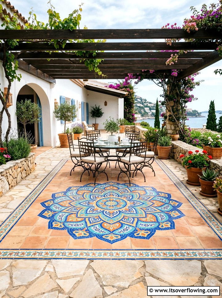 Mosaic patio floor - 25 garden decor ideas with mosaic art